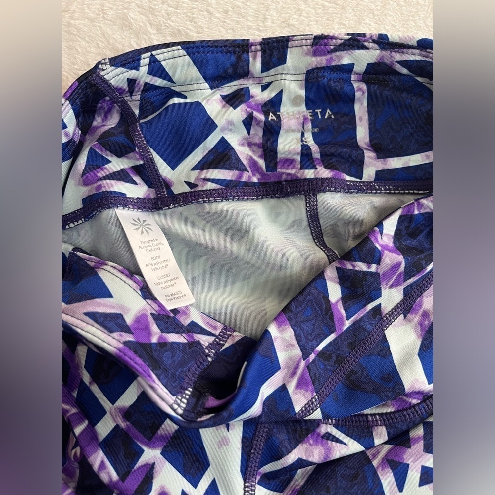 Athleta womens XS white sport bra & purple geometric activewear leggings bundle - Picture 7 of 16